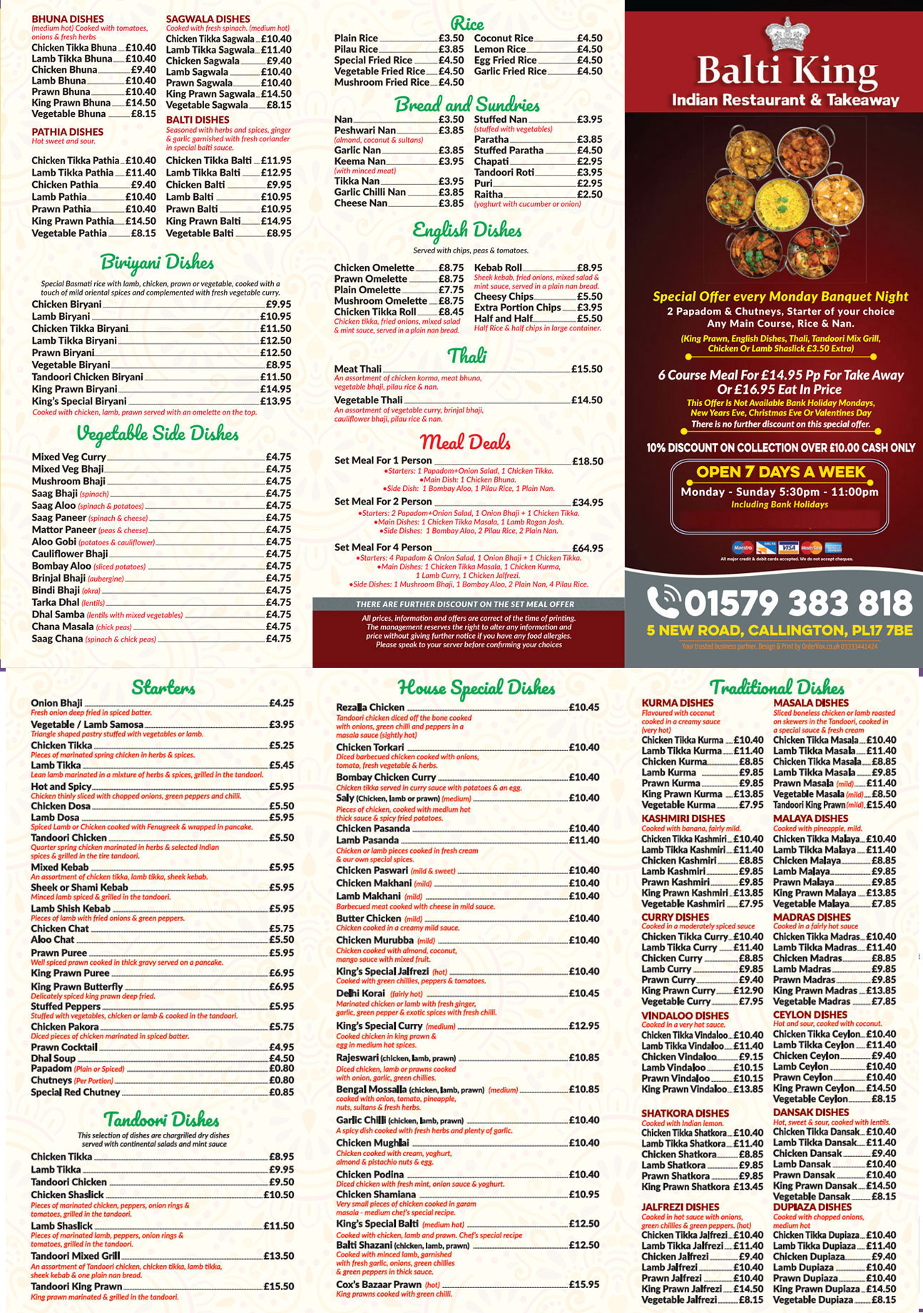 Balti King Offers & Menu